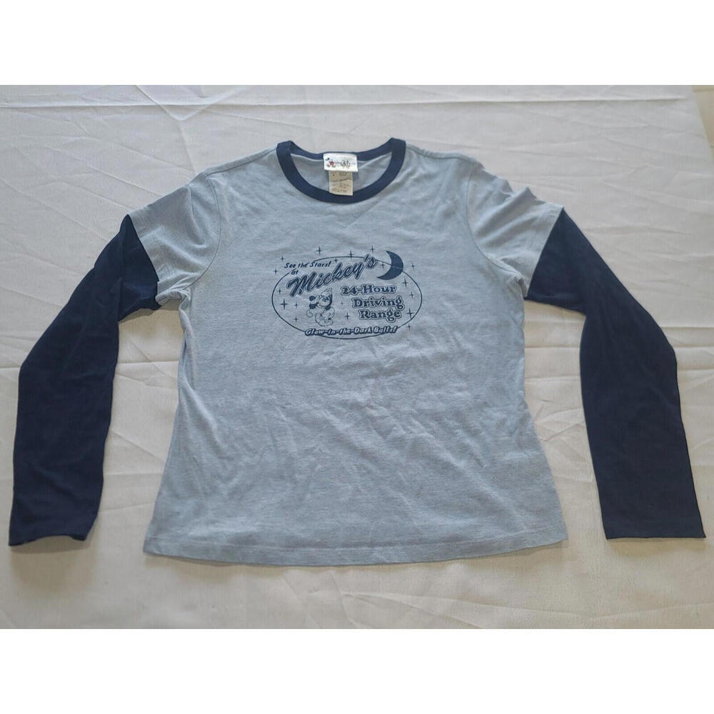VTG Rare Disney World Mickey's 24 Hour Driving Range Golf Caddy Blue Shirt L